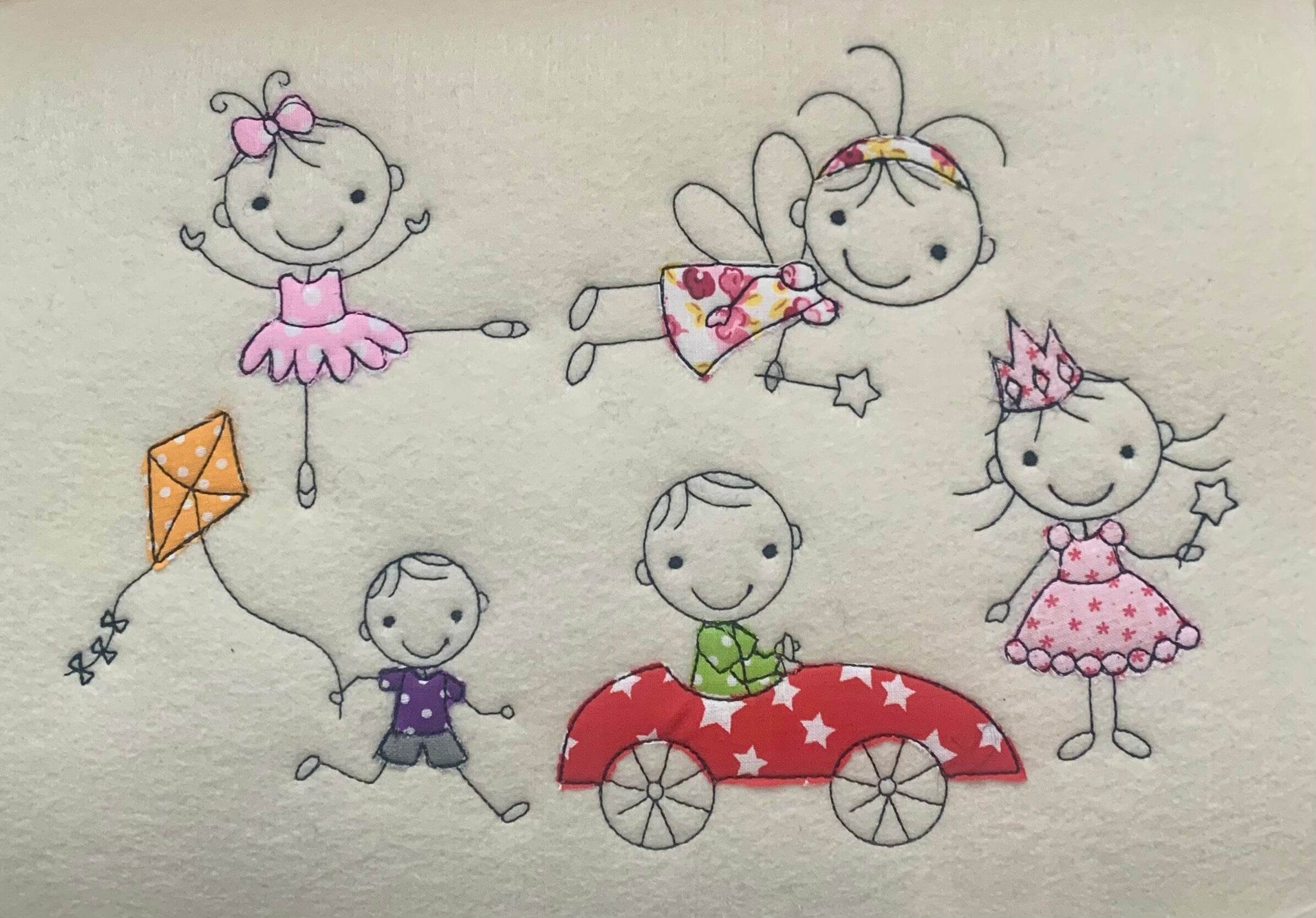 Stickdatei Strichmännchen Doodle Boy und Girl Set 196 - Sewando