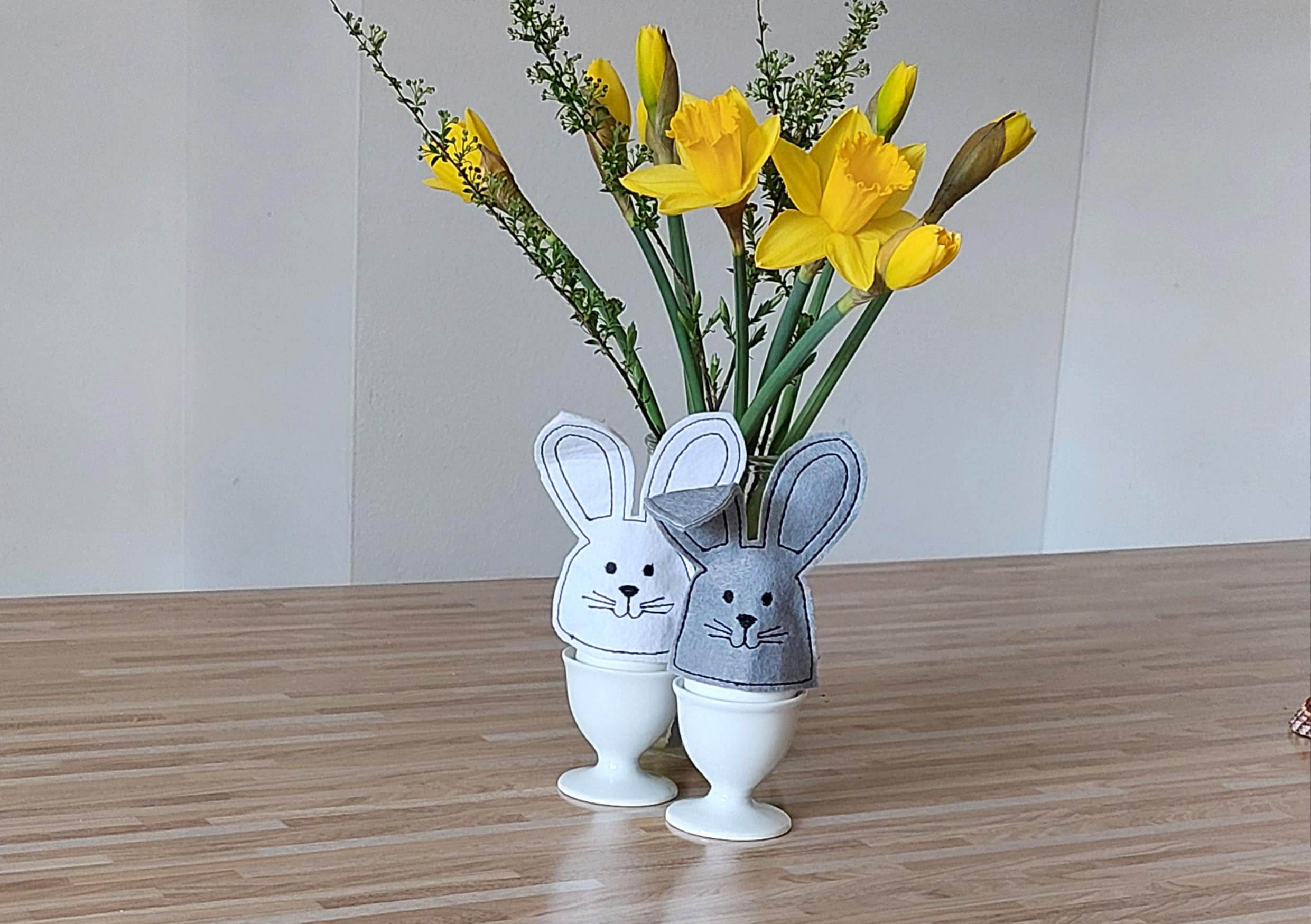 Stickdatei Eierhut Rahmen 10 cm x 10 cm, Ostern, Osterhase, Dekoration - Sewando