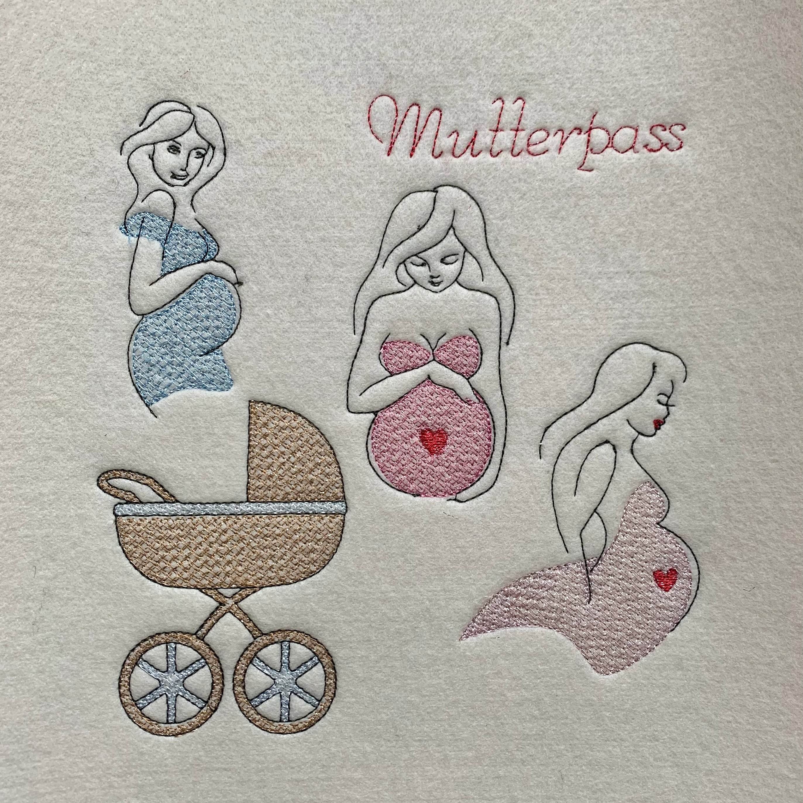 Stickdatei Mutterpass Outline Set 935 Lineare Art - Sewando
