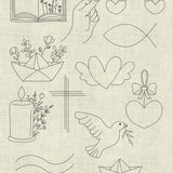 Stickdatei Taufe Kommunion Hochzeit Line Art Doodle Set 951 - Sewando