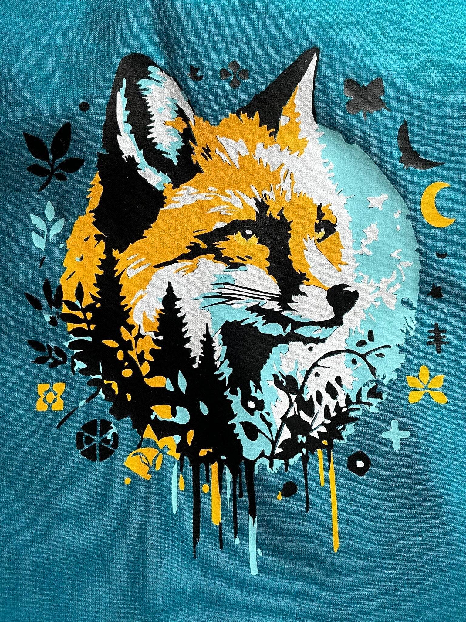FrühlingsFuchs 2 Varianten mit Augen und geschlossene Augen, PLOTTERDATEI als SVG und DXF - Sewando
