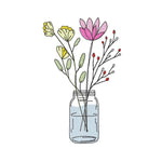 Stickdatei Blumenglas Nr. 1 in vier Größen, Sommer, Frühling, Wildblumen, Vase, Glas - Sewando