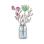 Stickdatei Blumenglas Nr. 1 in vier Größen, Sommer, Frühling, Wildblumen, Vase, Glas - Sewando
