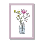 Stickdatei Blumenglas Nr. 1 in vier Größen, Sommer, Frühling, Wildblumen, Vase, Glas - Sewando