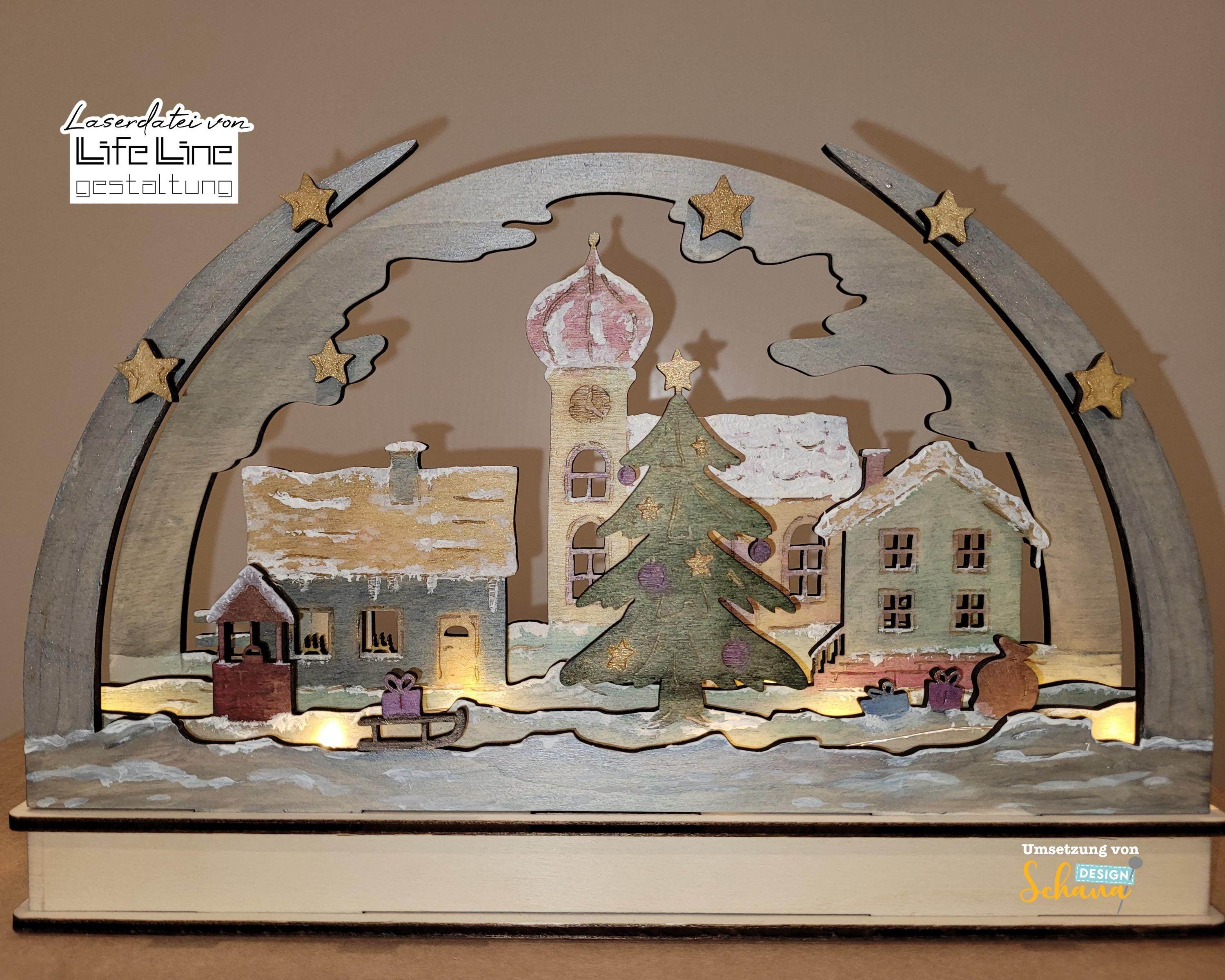 Lasercut-Datei SCHWIBBOGEN WEIHNACHTSDORF svg - Sewando