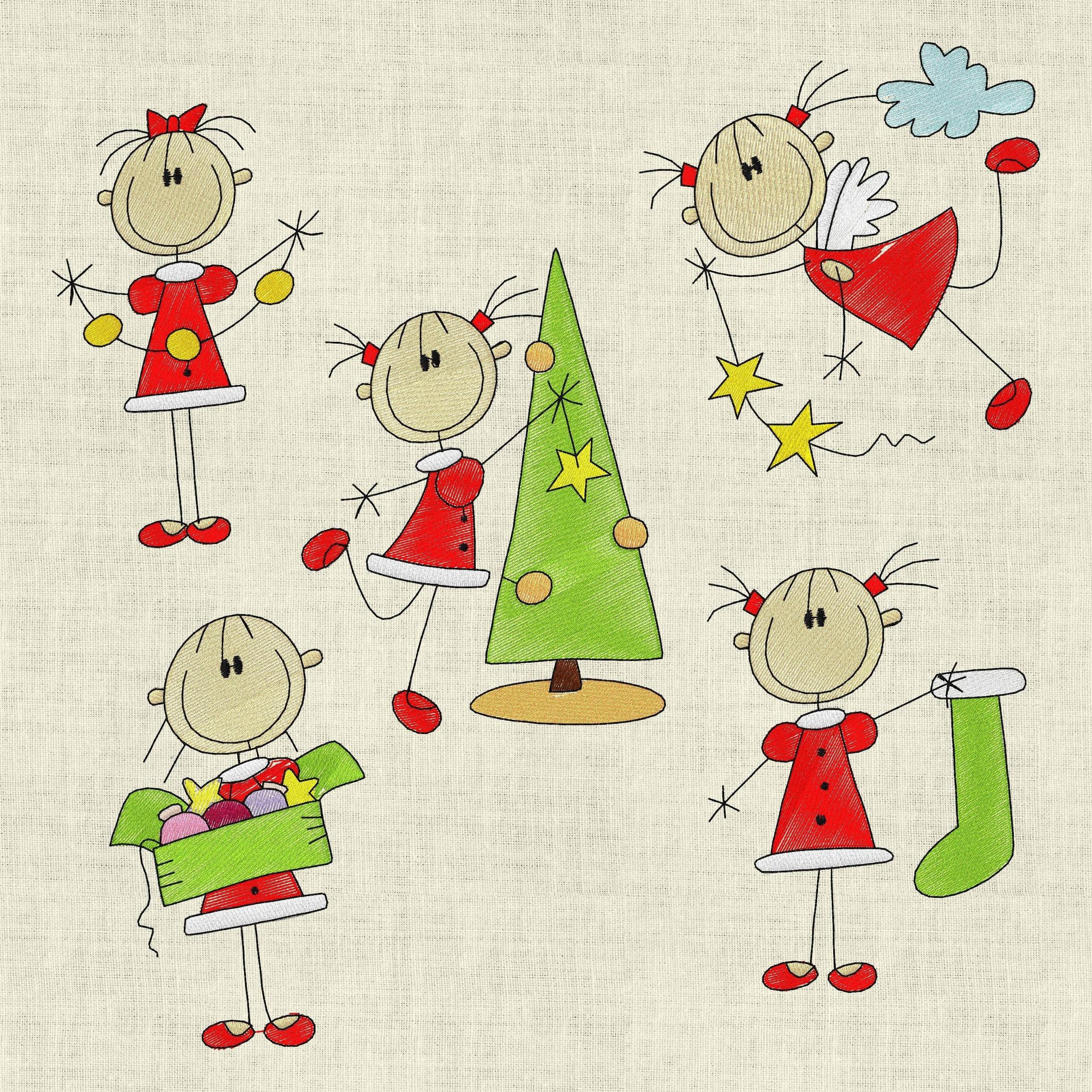 Stickdatei Strichmännchen Weihnachten Set 239 - Sewando