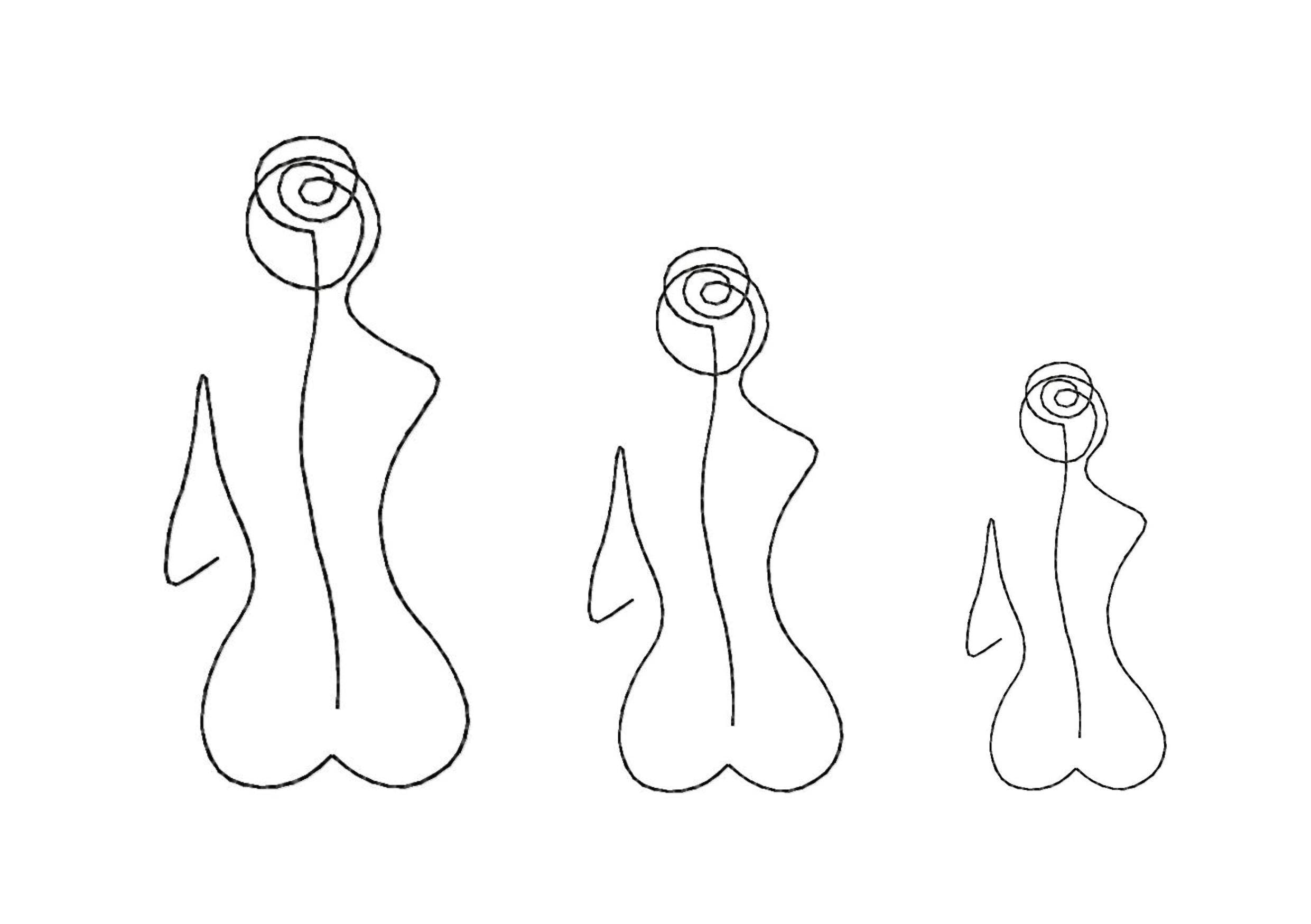 Stickdatei Frau Rücken, LineArt, Redwork, Silhouette, drei Größen - Sewando