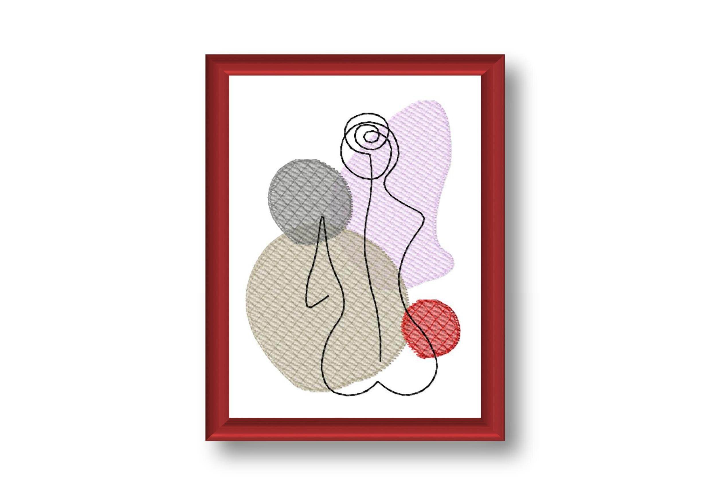 Stickdatei Frau Rücken, LineArt, Redwork, Silhouette, drei Größen - Sewando