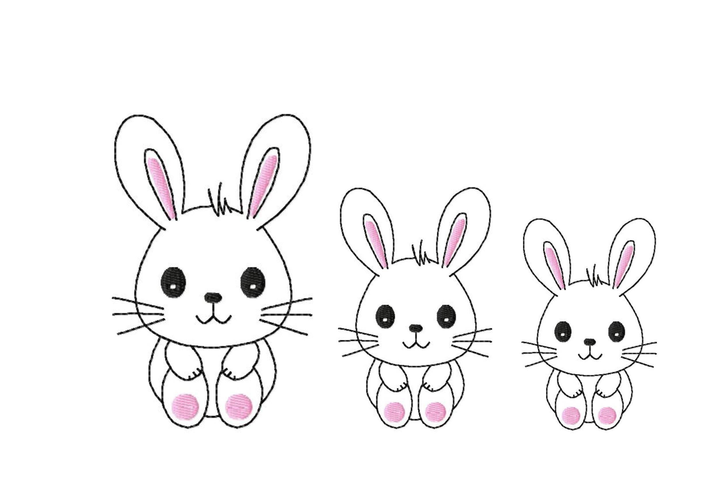 Stickdatei Hase, LineArt, Redwork, Silhouette, drei Größen, zwei Varianten - Sewando