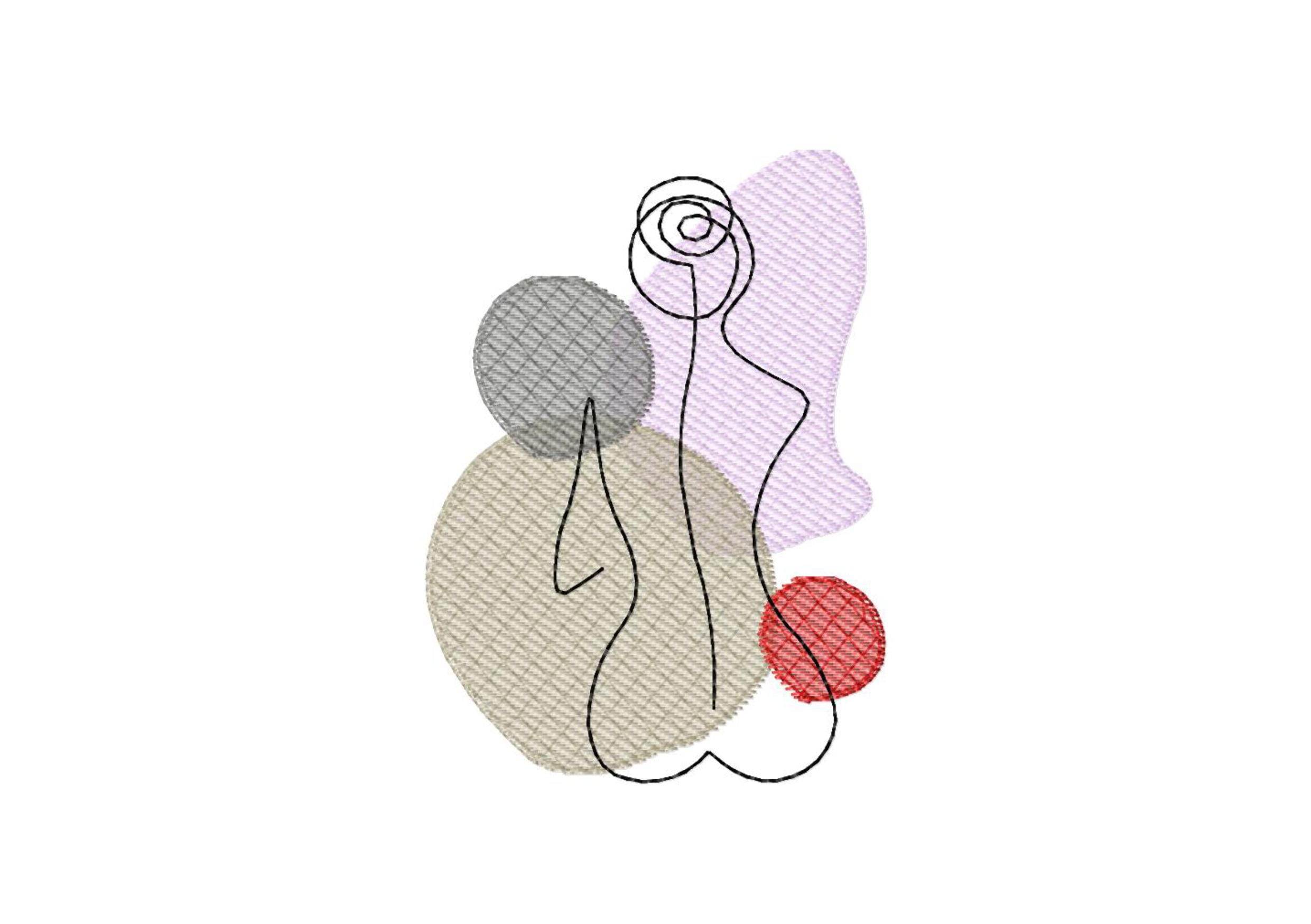 Stickdatei Frau Rücken, LineArt, Redwork, Silhouette, drei Größen - Sewando
