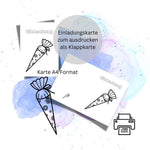 Einladungskarte 13 Schuleingang Einladung Schuleinführung zu ausmalen A4 digitaler Sofortdownload zum selbst ausdrucken - Sewando