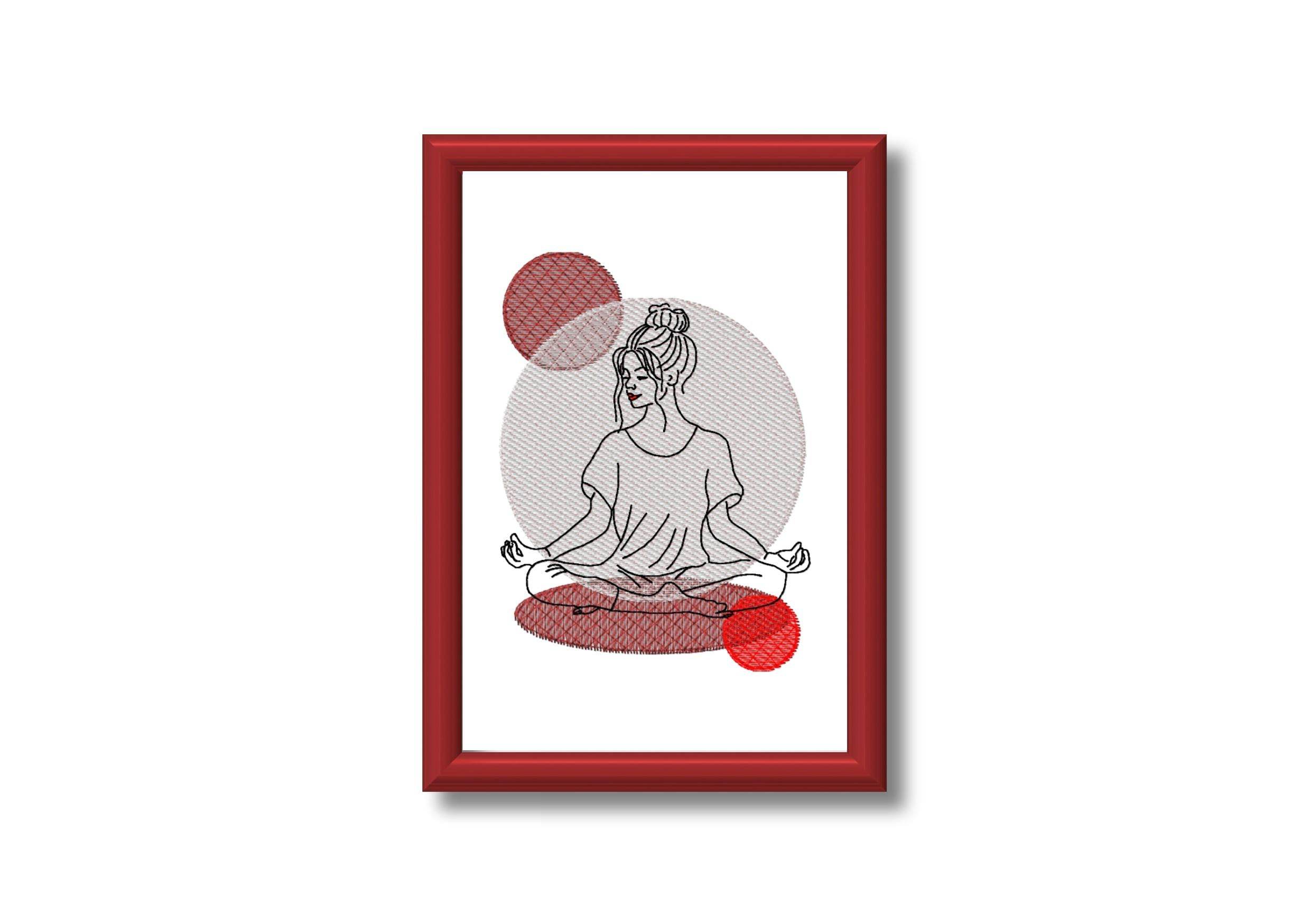 Stickdatei Yoga, LineArt, Redwork, Silhouette, drei Varianten - Sewando