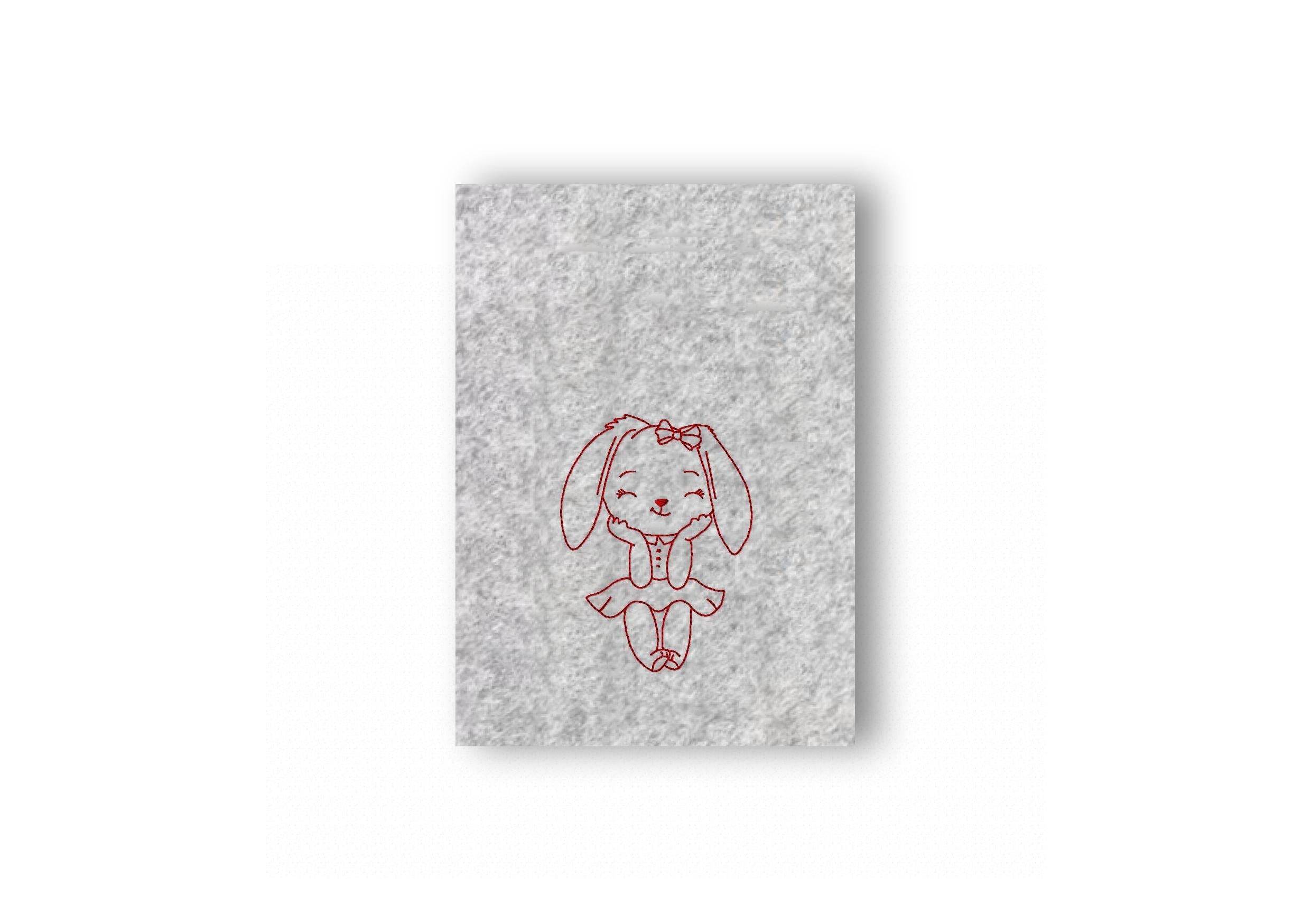 Stickdatei Hasenmädchen, LineArt, Redwork, Silhouette, drei Größen, zwei Varianten - Sewando