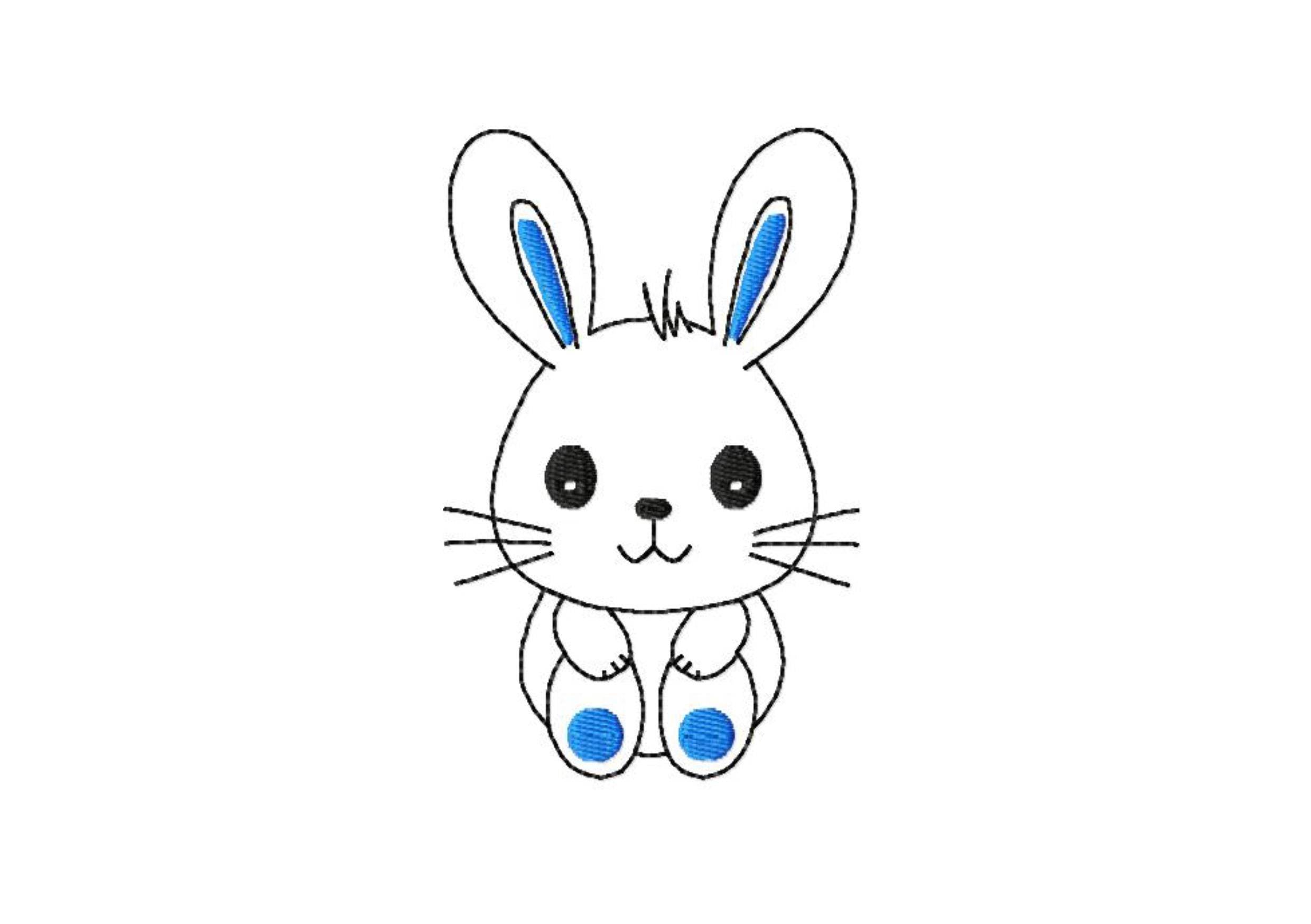 Stickdatei Hase, LineArt, Redwork, Silhouette, drei Größen, zwei Varianten - Sewando