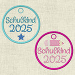 Stickdatei Einschulung Schule Schulkind 2025 Anhänger Maschinenstickerei Set 562 - Sewando