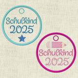 Stickdatei Einschulung Schule Schulkind 2025 Anhänger Maschinenstickerei Set 562 - Sewando
