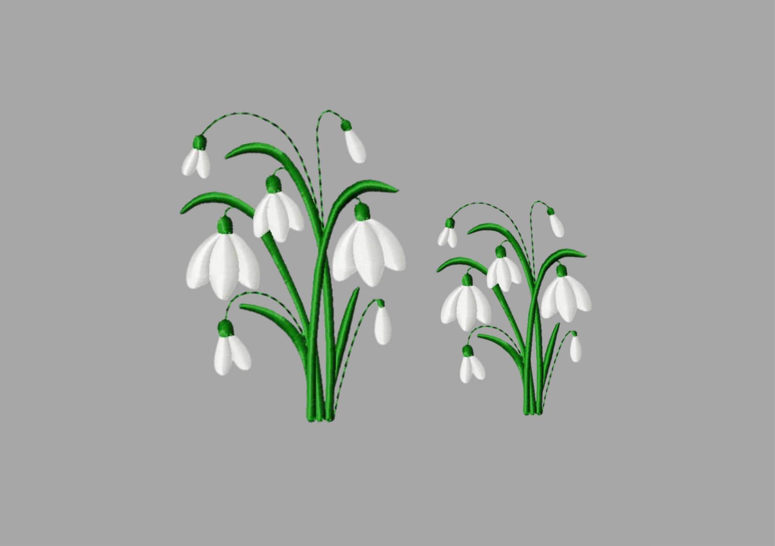 Stickdatei Schneeglöckchen in zwei Größen, Blume, Frühling, Sommer - Sewando