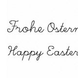 Stickdatei Schriftzug Frohe Ostern und Happy Easter, Rahmen ab 10 cm x 10 cm - Sewando
