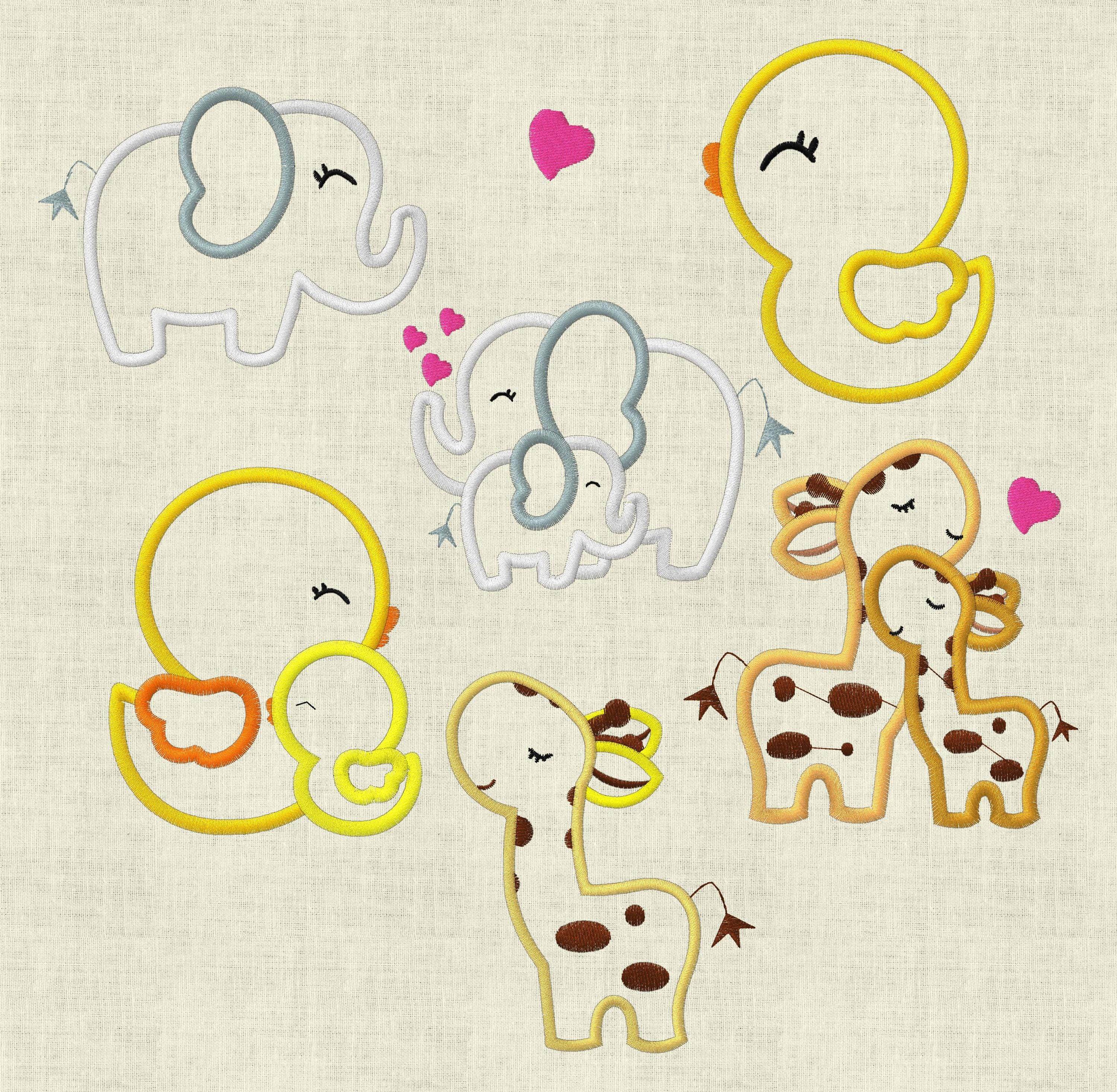 Stickdatei Tiere Mama und Baby 13x18cm Set 228 - Sewando