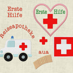 Stickdatei Erste Hilfe Reiseapotheke Urlaub 210 Maschinenstickerei - Sewando