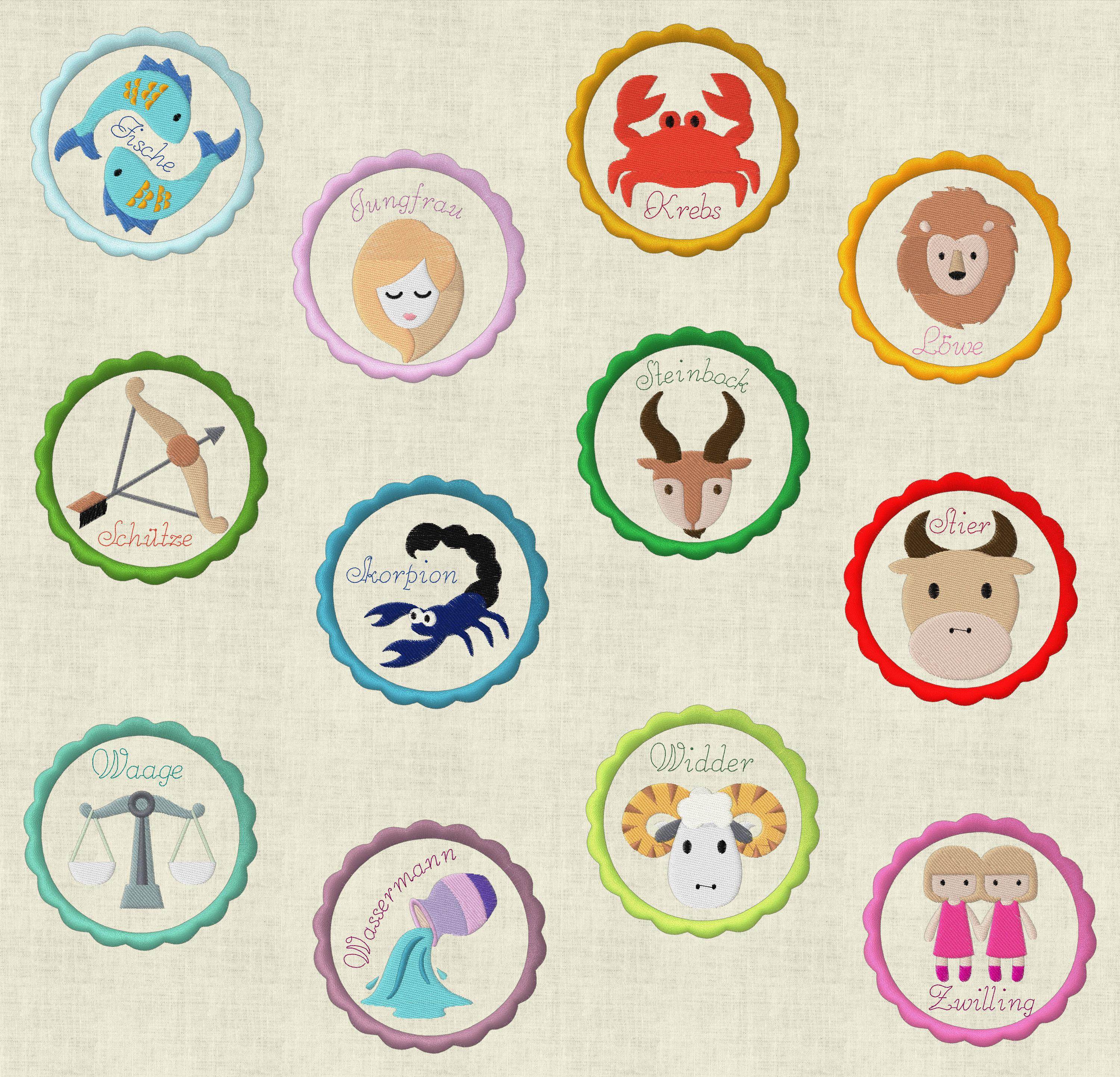 Stickdatei Button Sternzeichen Horoskop Set 251 - Sewando