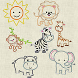 Stickdatei Zoo Tiere 13x18 Applikation Set 197 - Sewando