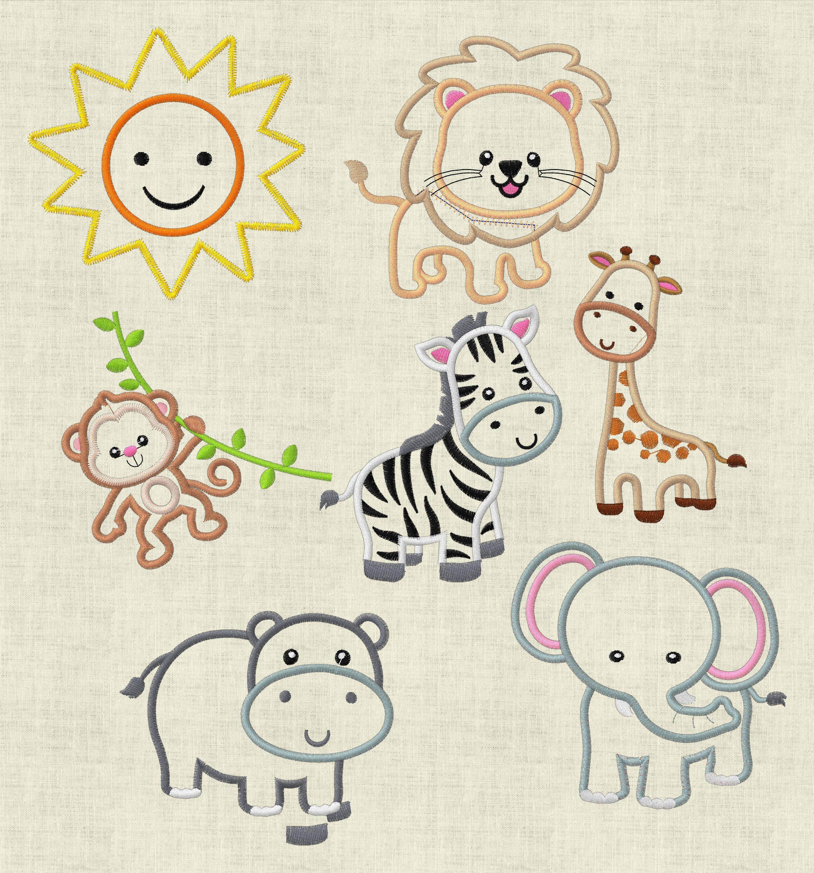 Stickdatei Zoo Tiere 13x18 Applikation Set 197 - Sewando