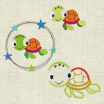 Stickdatei Schildkröte Applikation Doodle Set 456 - Sewando