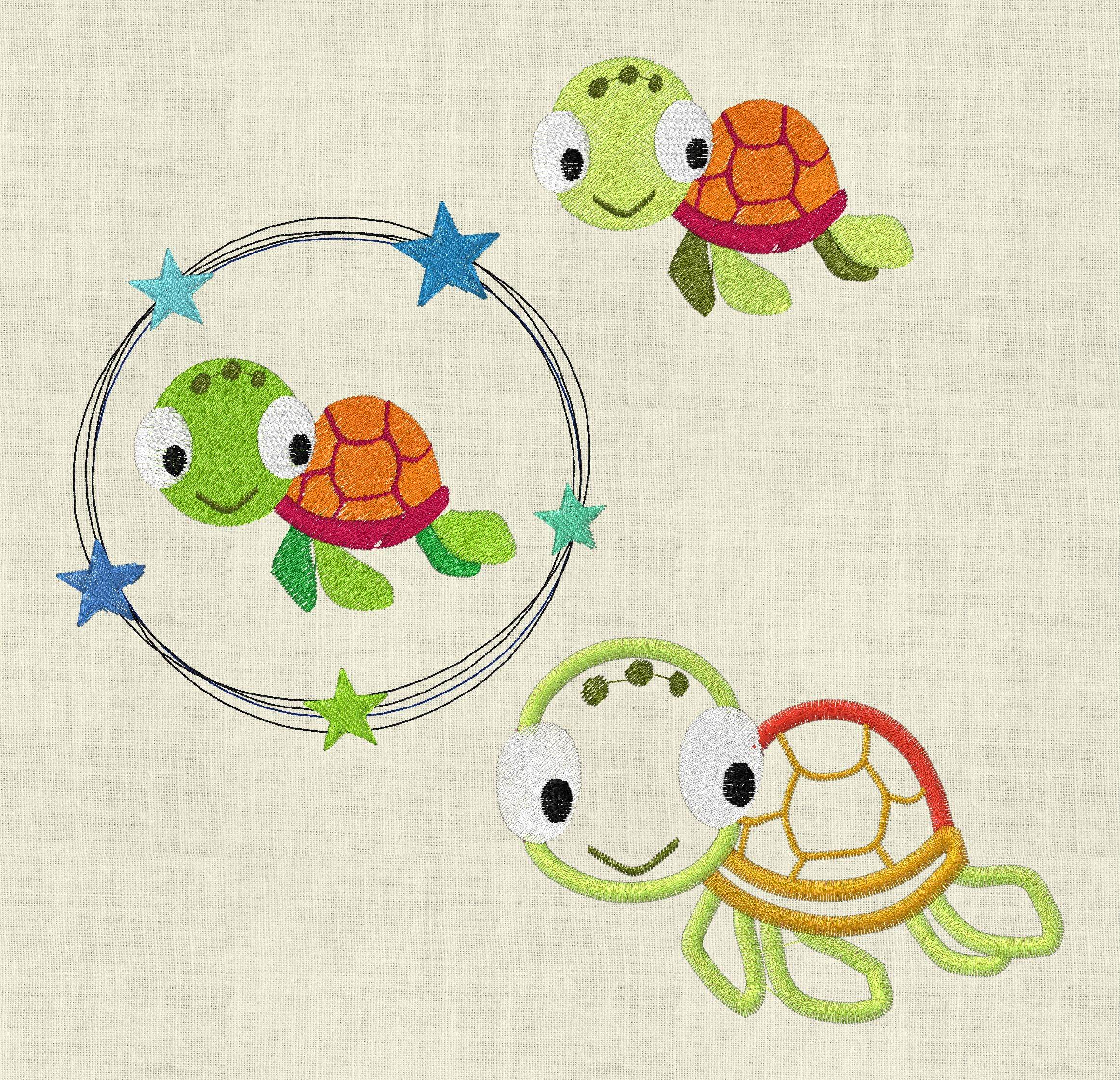 Stickdatei Schildkröte Applikation Doodle Set 456 - Sewando