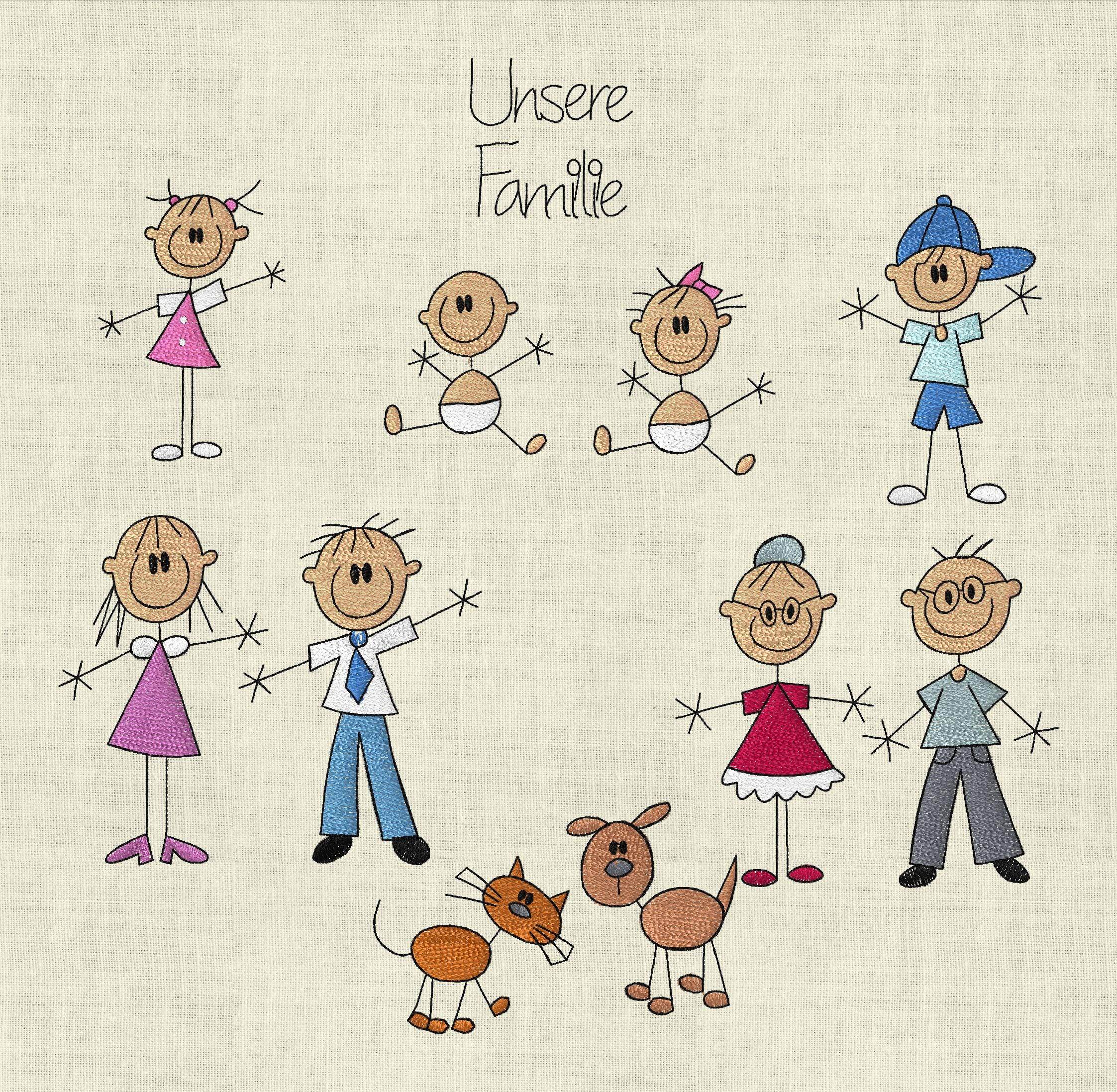Stickdatei Strichmännchen Familie 3 Set 196 - Sewando