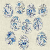 Stickdatei Zwiebelmuster Delfter Motive blau weiss Maschinestickerei 143 Ostern - Sewando
