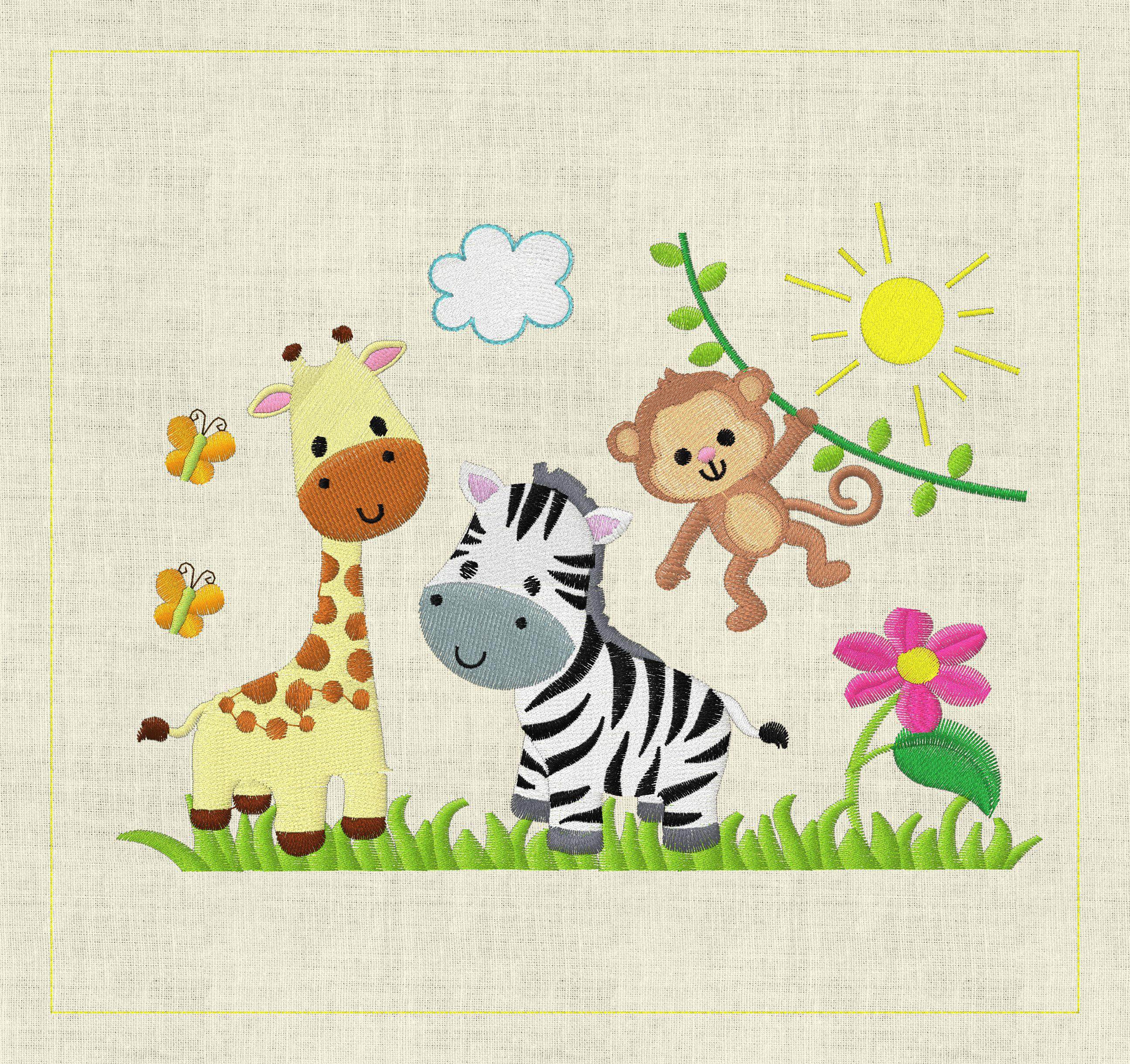 Stickdatei Giraffe Zebra Affe Taschenmotiv TM70 - Sewando