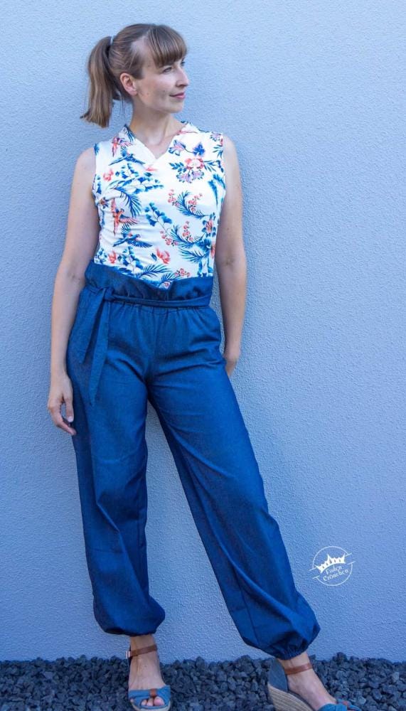 Stylishes Schnittmuster Hose Lexy (Gr. 34-52) mit modernem Schnitt, elastischem Bund und praktischen Tasche - Sewando