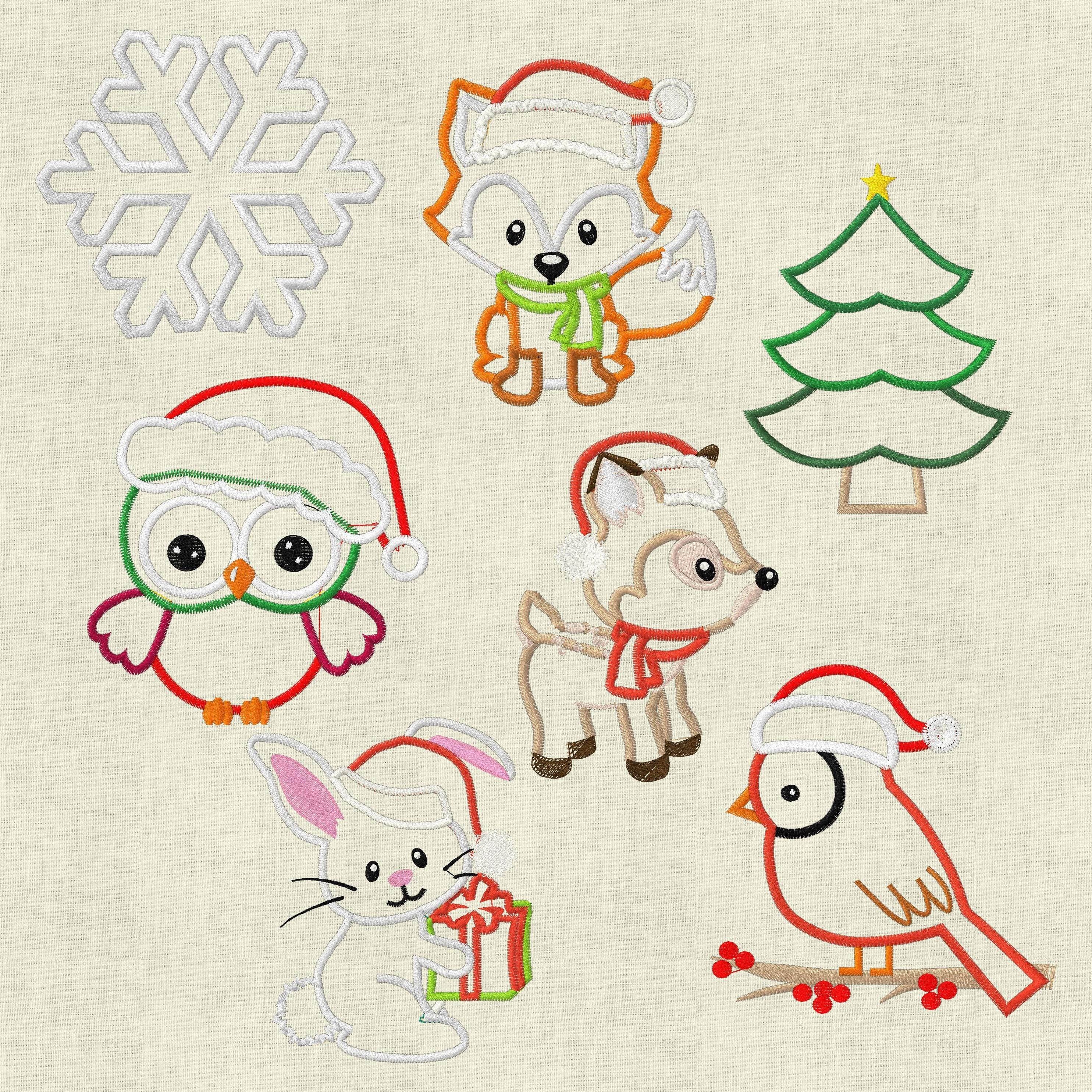 Stickdatei Weihnachten Tiere Applikation 10x10 Set 220 - Sewando