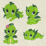 Stickdatei Baby Dino Drache Dinosaurier Set 385 - Sewando