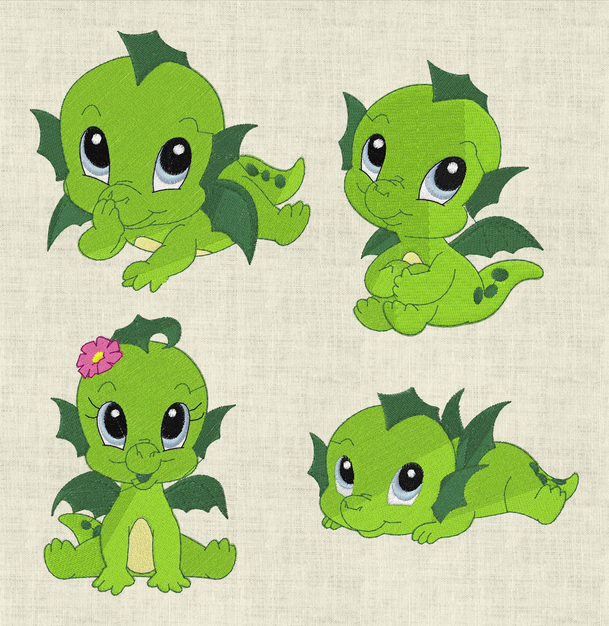 Stickdatei Baby Dino Drache Dinosaurier Set 385 - Sewando