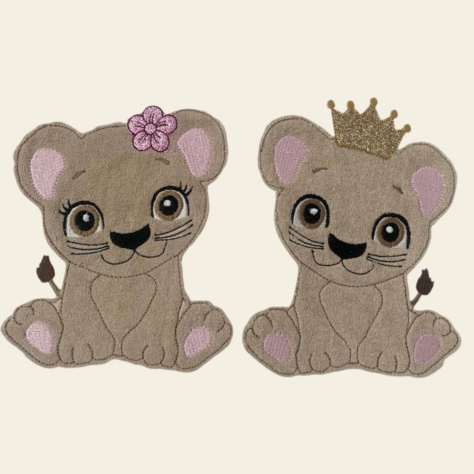Stickdatei Doodle Löwe / Blume Krone Junge Mädchen Set 736 - Sewando