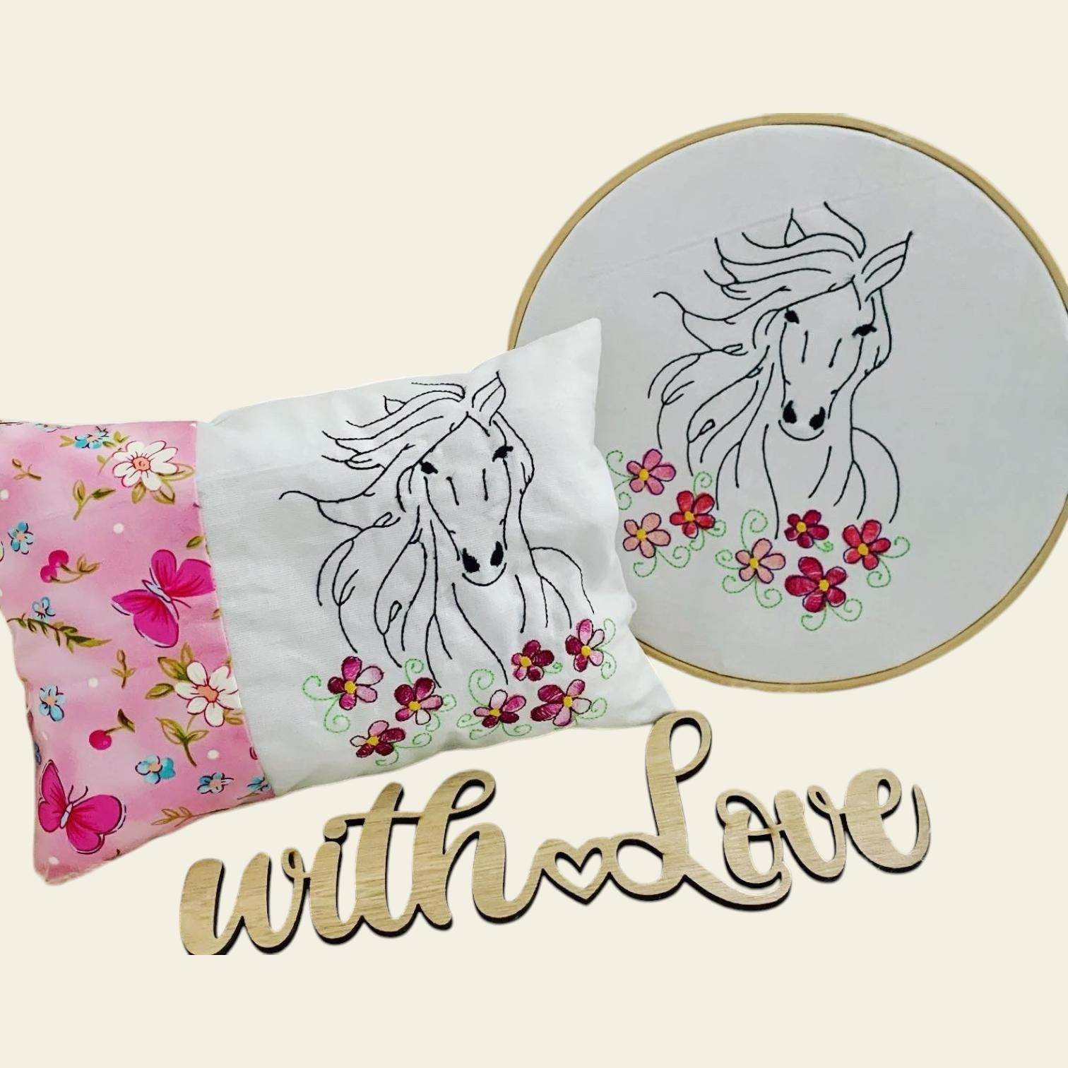 Stickdatei Pferd mit Blumen Set 871 - Sewando