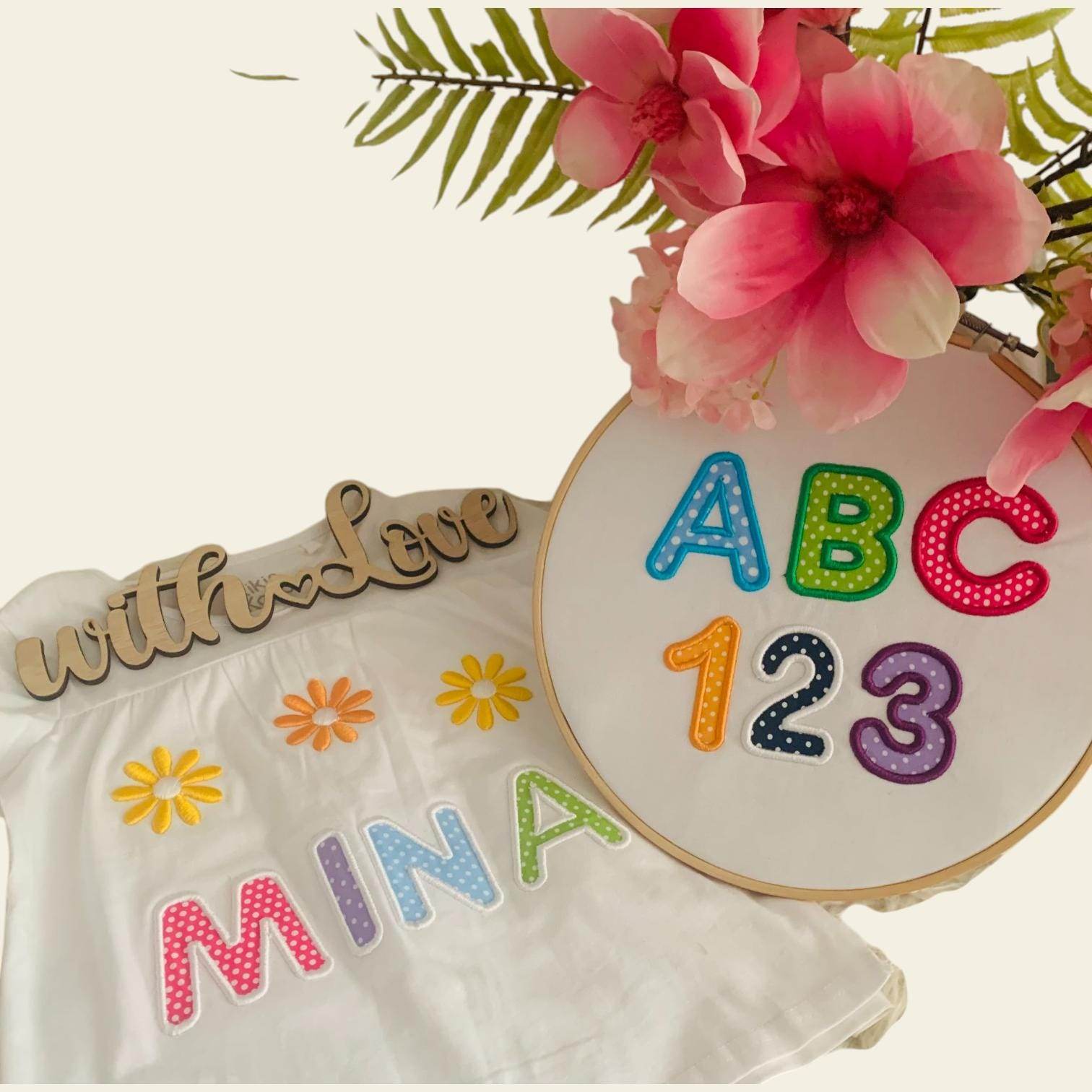 Stickdatei 3D Applikation Schrift ca. 65mm Set 979 - Sewando