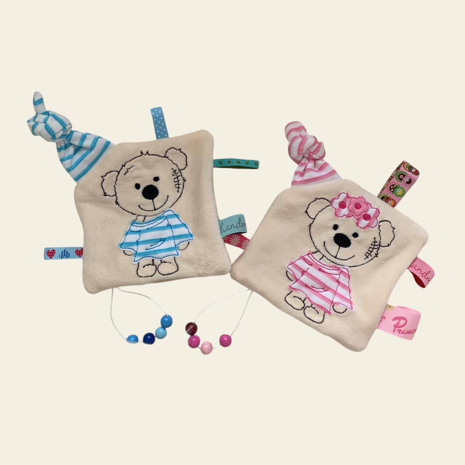 Stickdatei Schnullertuch Girl und Boy Teddy Set 731 - Sewando