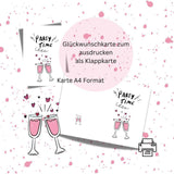 Glückwunschkarte 2 Geburtstag Karte Grußkarte Hochzeit Party A4 digitaler Sofortdownload zum selbst ausdrucken - Sewando