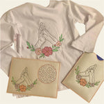 Stickdatei Hand und Pfote mit Blumen, Hund Set 939 Doodle Lineare Art - Sewando
