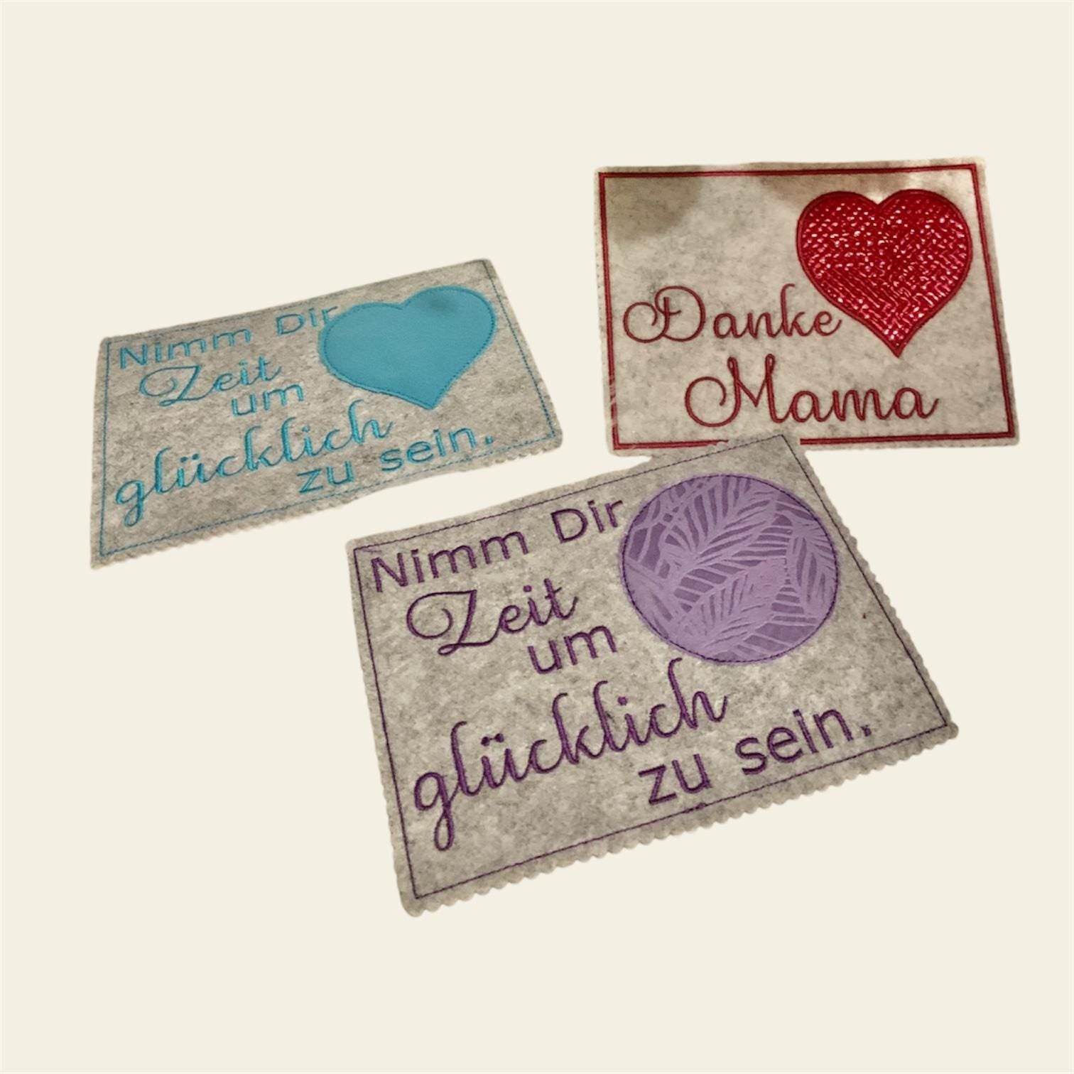 Stickdatei Muttertag Mug Rug, Danke Mama Nimm dir Zeit 792 In the Hoop Maschinenstickerei - Sewando