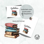 Karte 7 Geburtstag Karte Büchergutschein Gutschein Bücherwurm A4 digitaler Sofortdownload zum selbst ausdrucken - Sewando