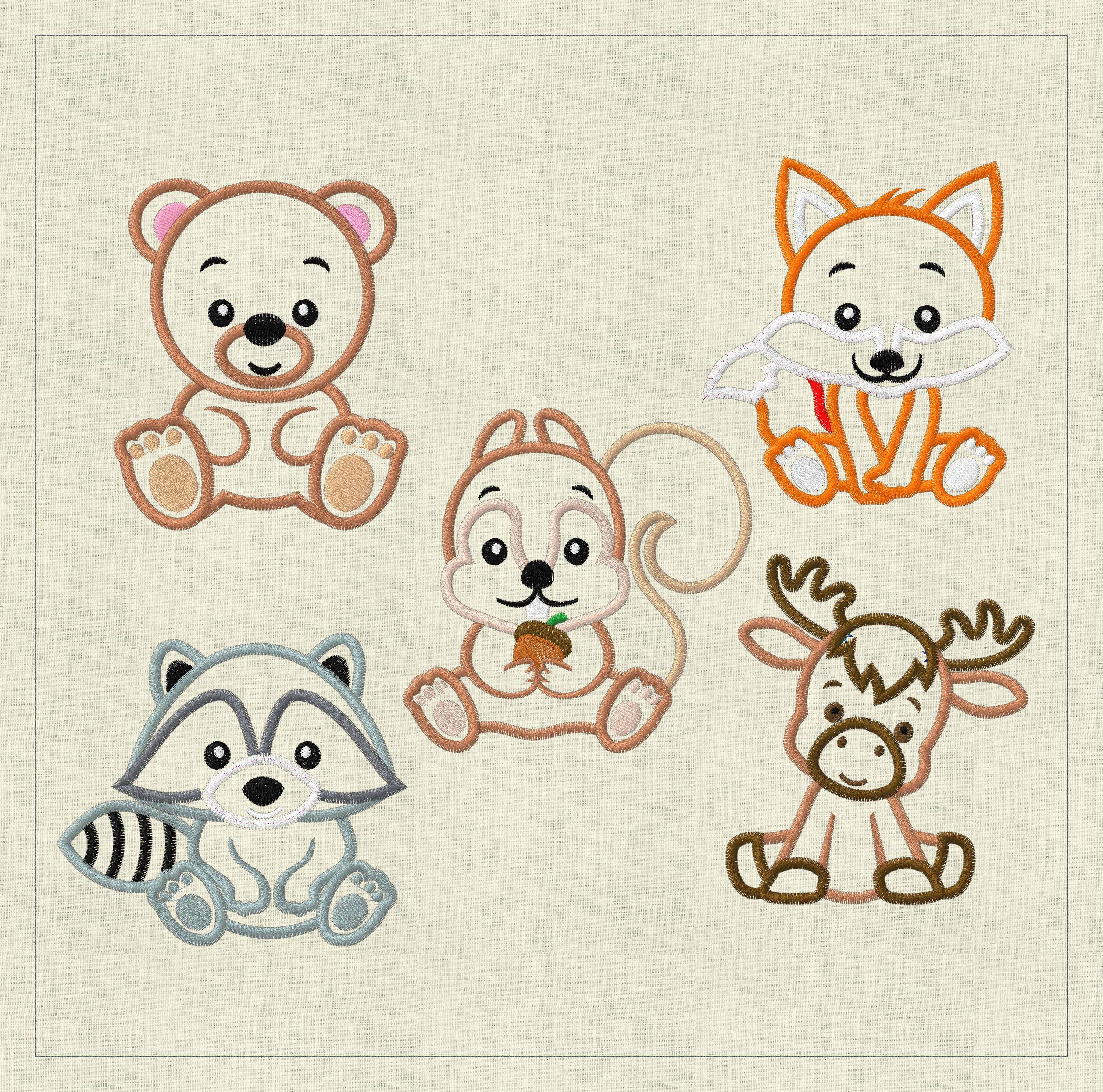 Stickdatei Tiere im Wald ca. 13x18 Set 463 - Sewando