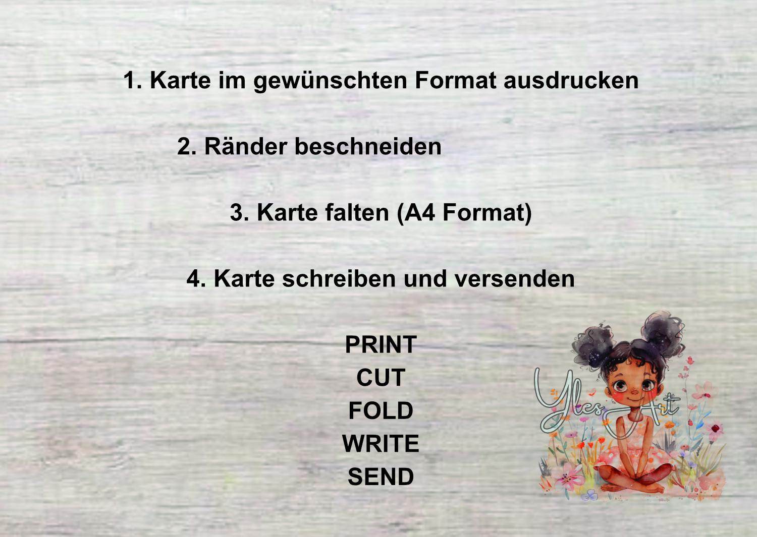 Geburtstagskarte selbst ausdrucken, deutsch und englisch - Sewando