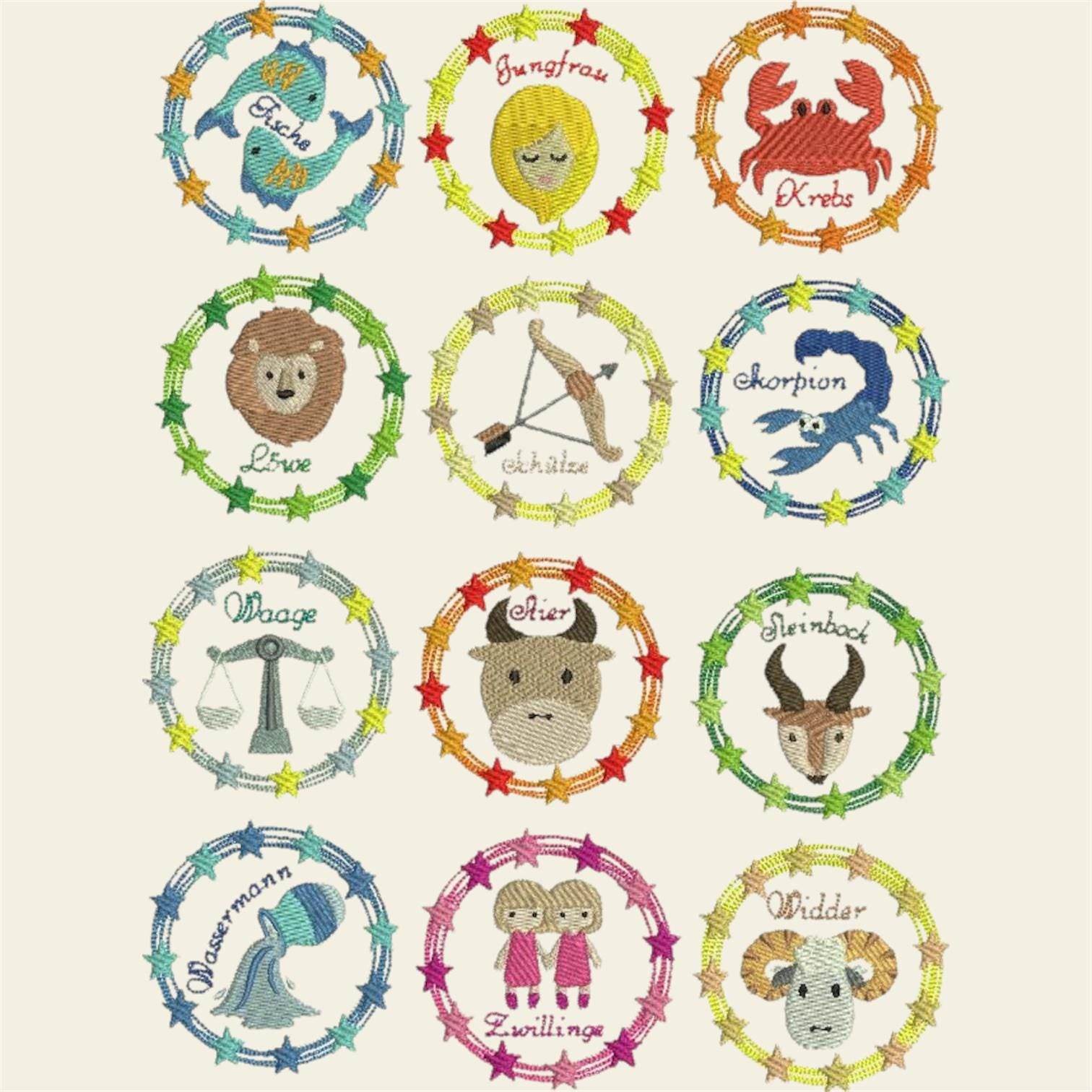 Stickdatei Sternzeichen Horoskop Set 561 - Sewando