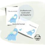 Glückwunschkarte 12 Geburtstag Karte Grußkarte Geburt Dino A4 digitaler Sofortdownload zum selbst ausdrucken - Sewando