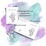 Einladungskarte 15 Schuleingang Einladung Schuleinführung zu ausmalen A4 digitaler Sofortdownload zum selbst ausdrucken - Sewando