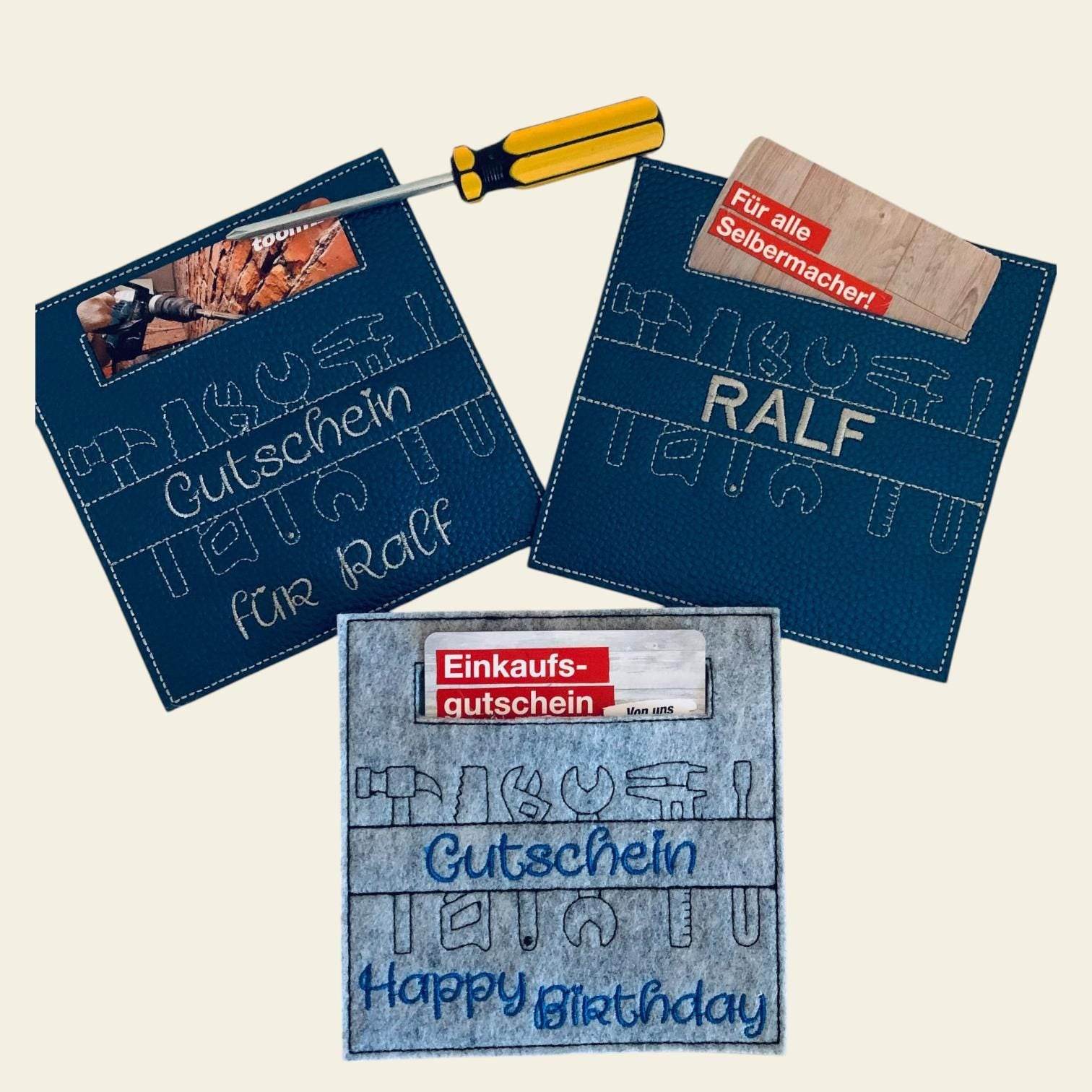 Stickdatei Werkzeug Gutschein Hülle Set 963 - Sewando